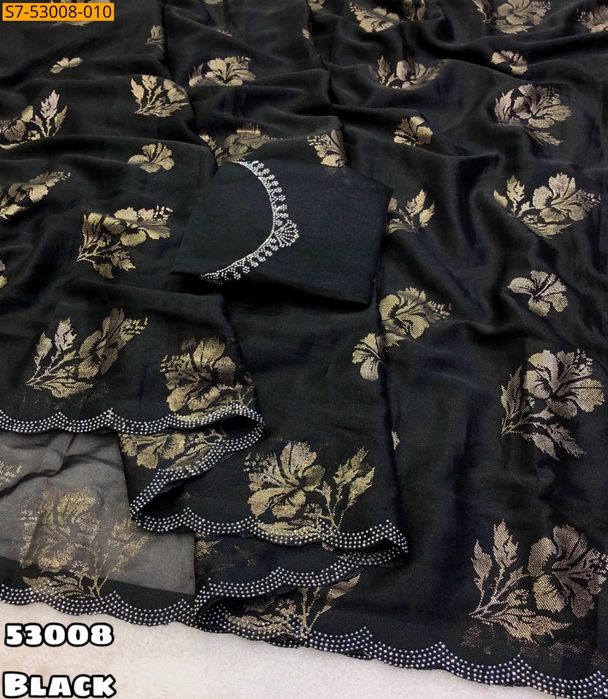 Black Fancy Star Georgette Sarees