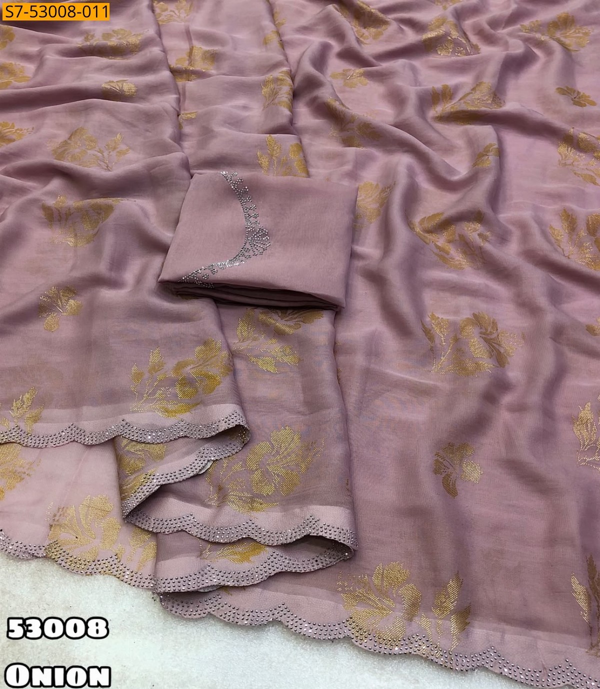 Onion Fancy Star Georgette Sarees