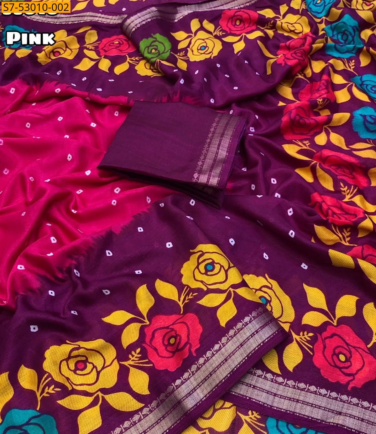 Pink Fancy Soft Dola Silk Saree