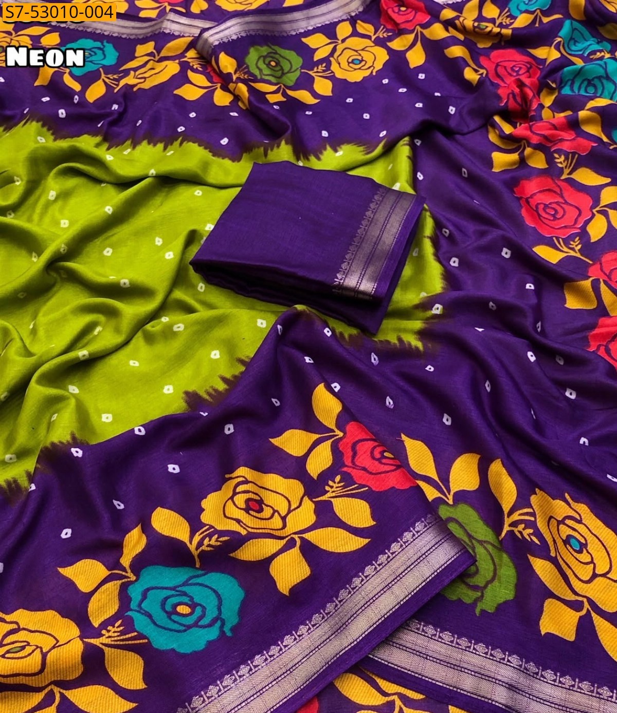 Neon Fancy Soft Dola Silk Saree