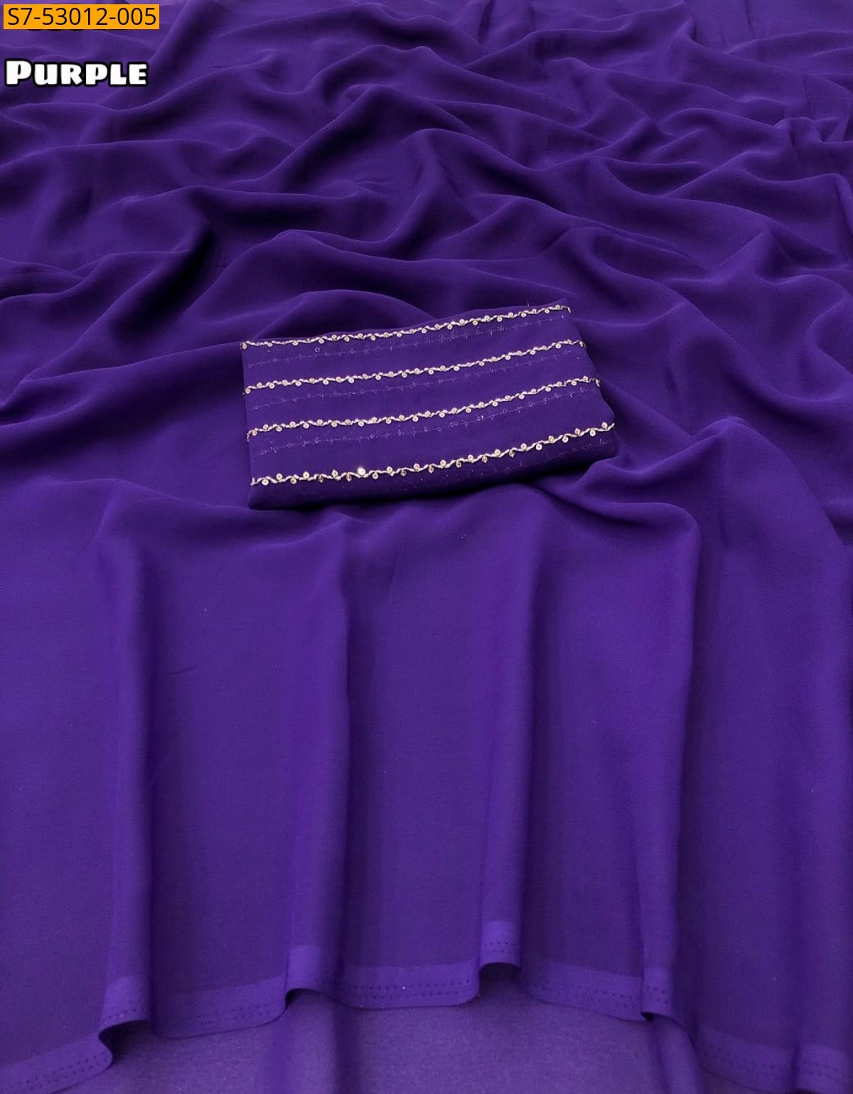 Purple Fancy Faux Georgette Plain Saree