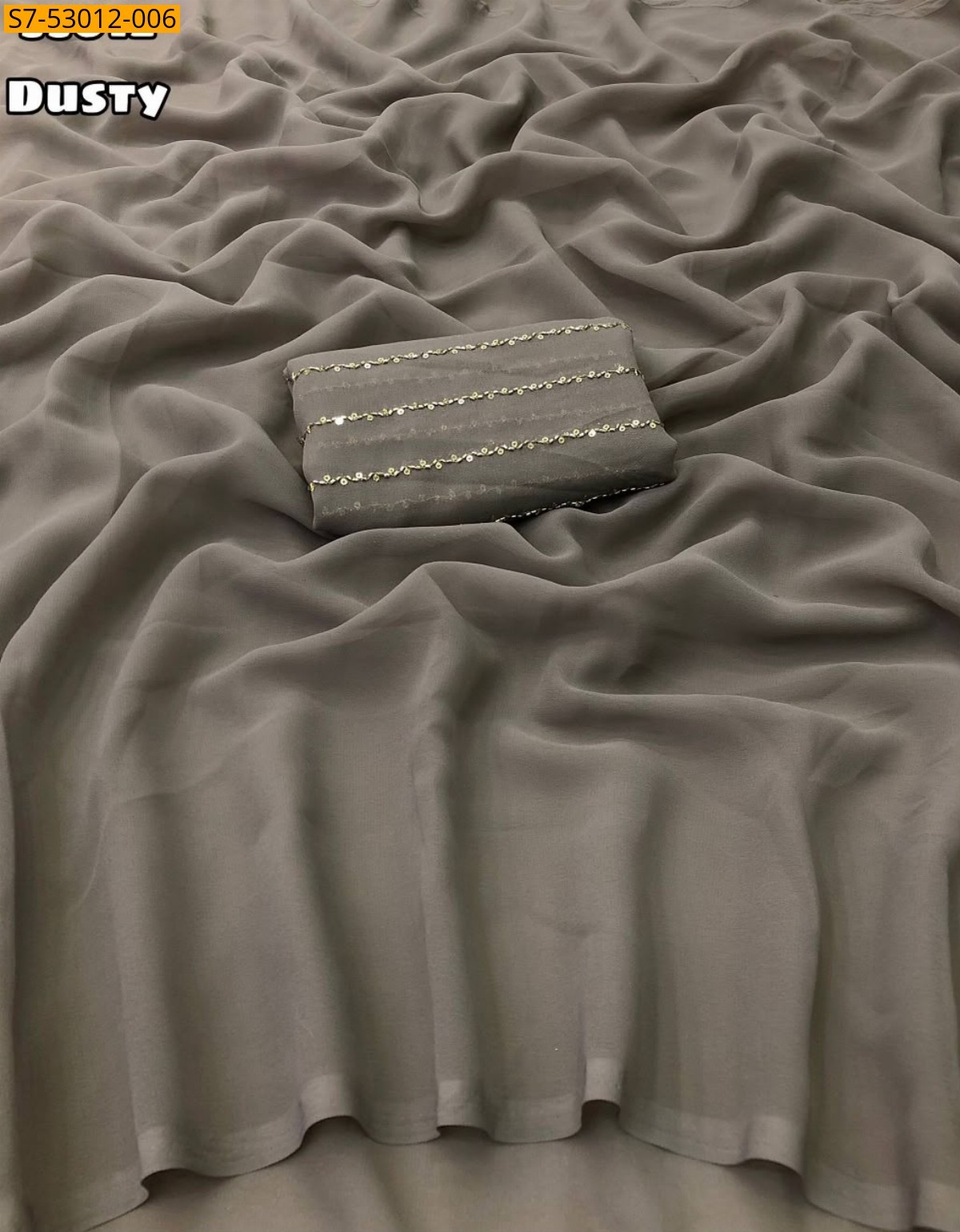 Dusty Fancy Faux Georgette Plain Saree