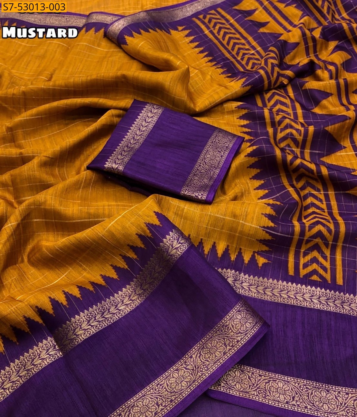 Mustard yellow Fancy Dola Silk Saree 