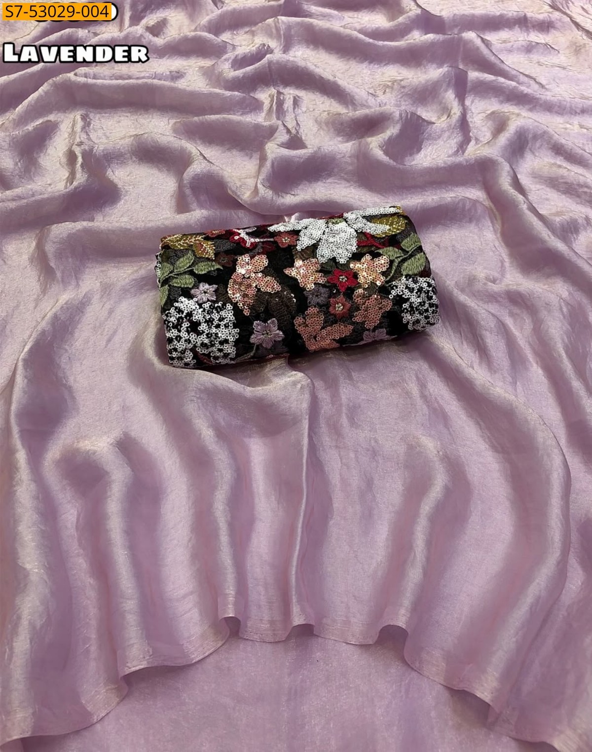 Lavender Fancy Soft Space Silk Plain Saree