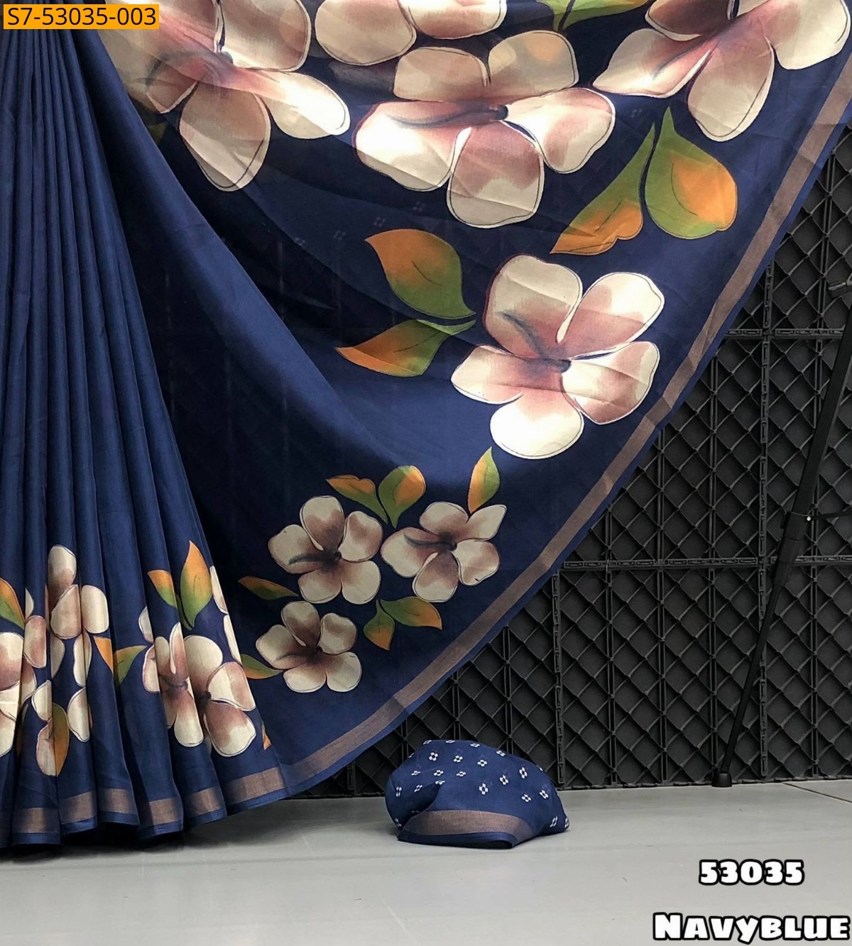 Navy Blue Fancy Soft Mul Cotton Saree