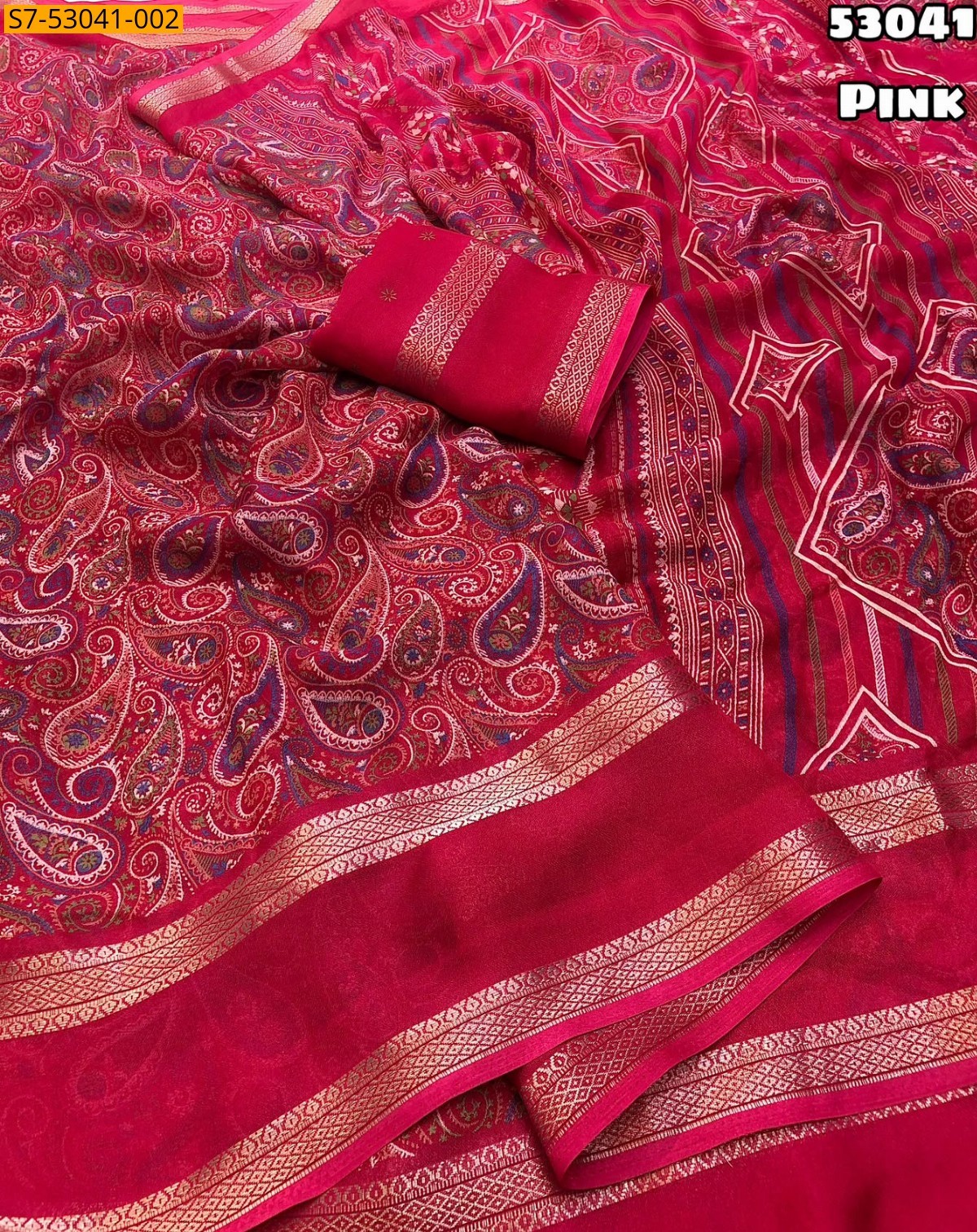 Pink Fancy Soft Moss Chiffon Saree