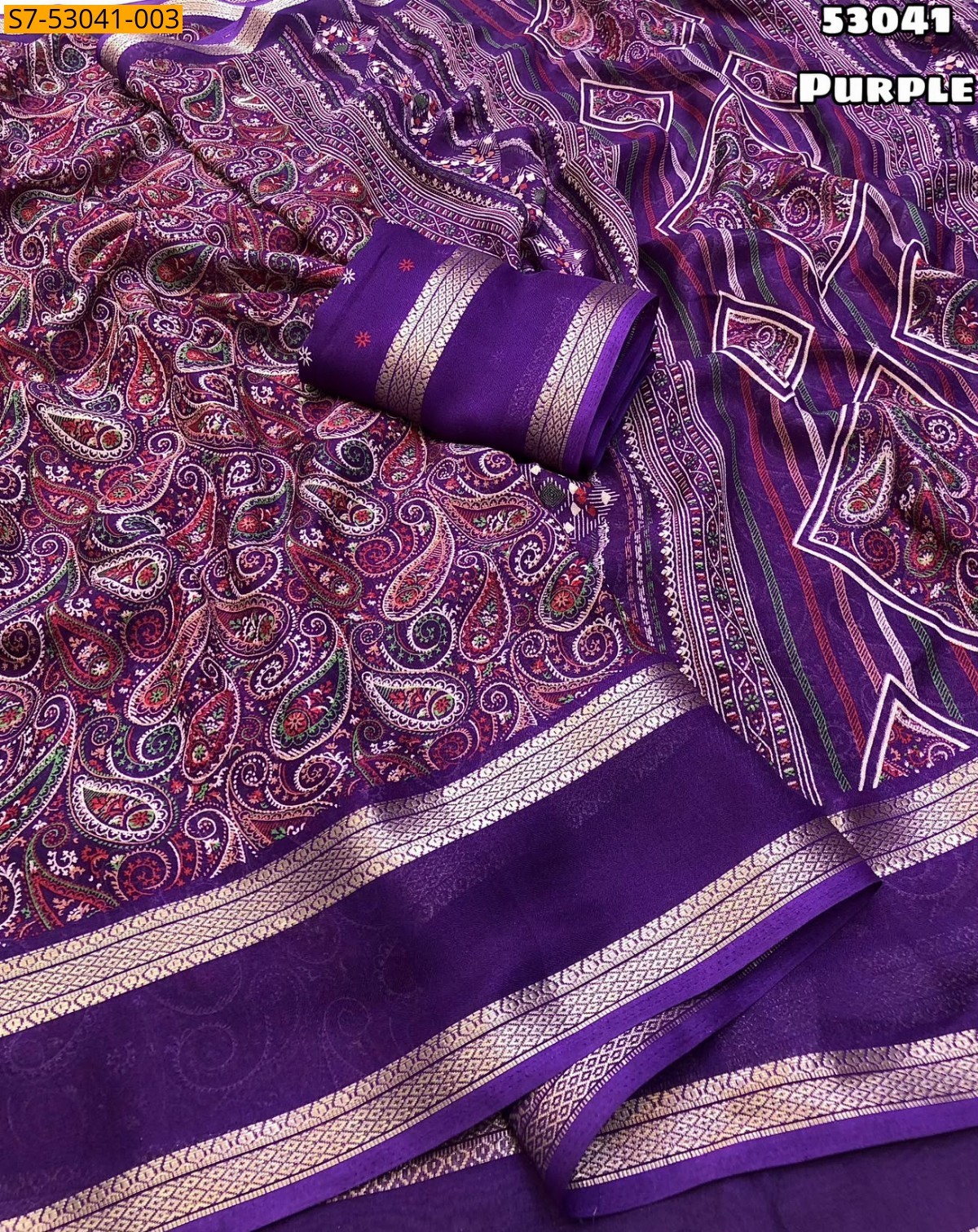 Purple Fancy Soft Moss Chiffon Saree