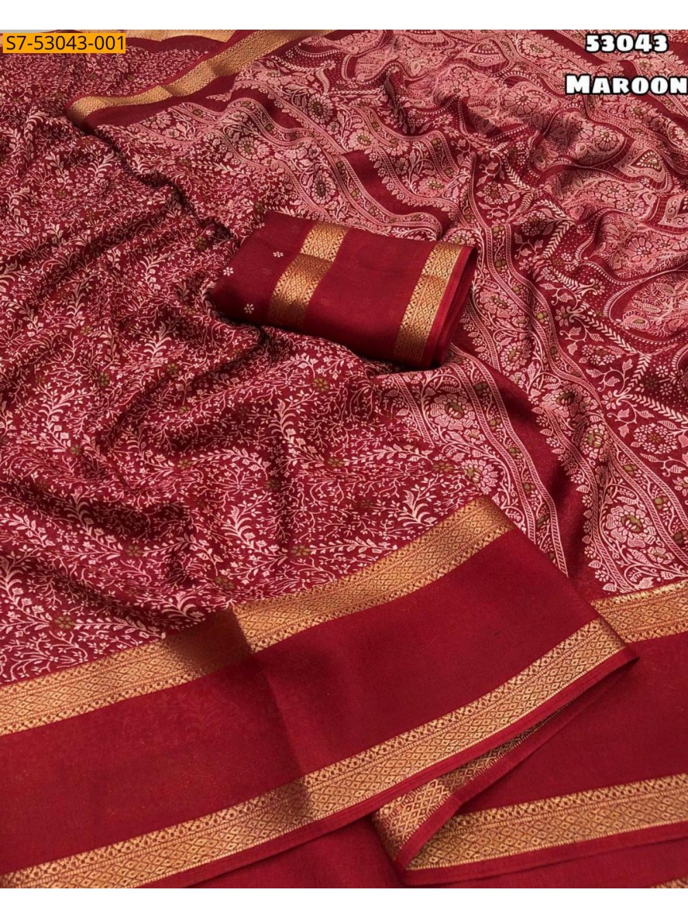 Fancy Dull Moss Chiffon Saree