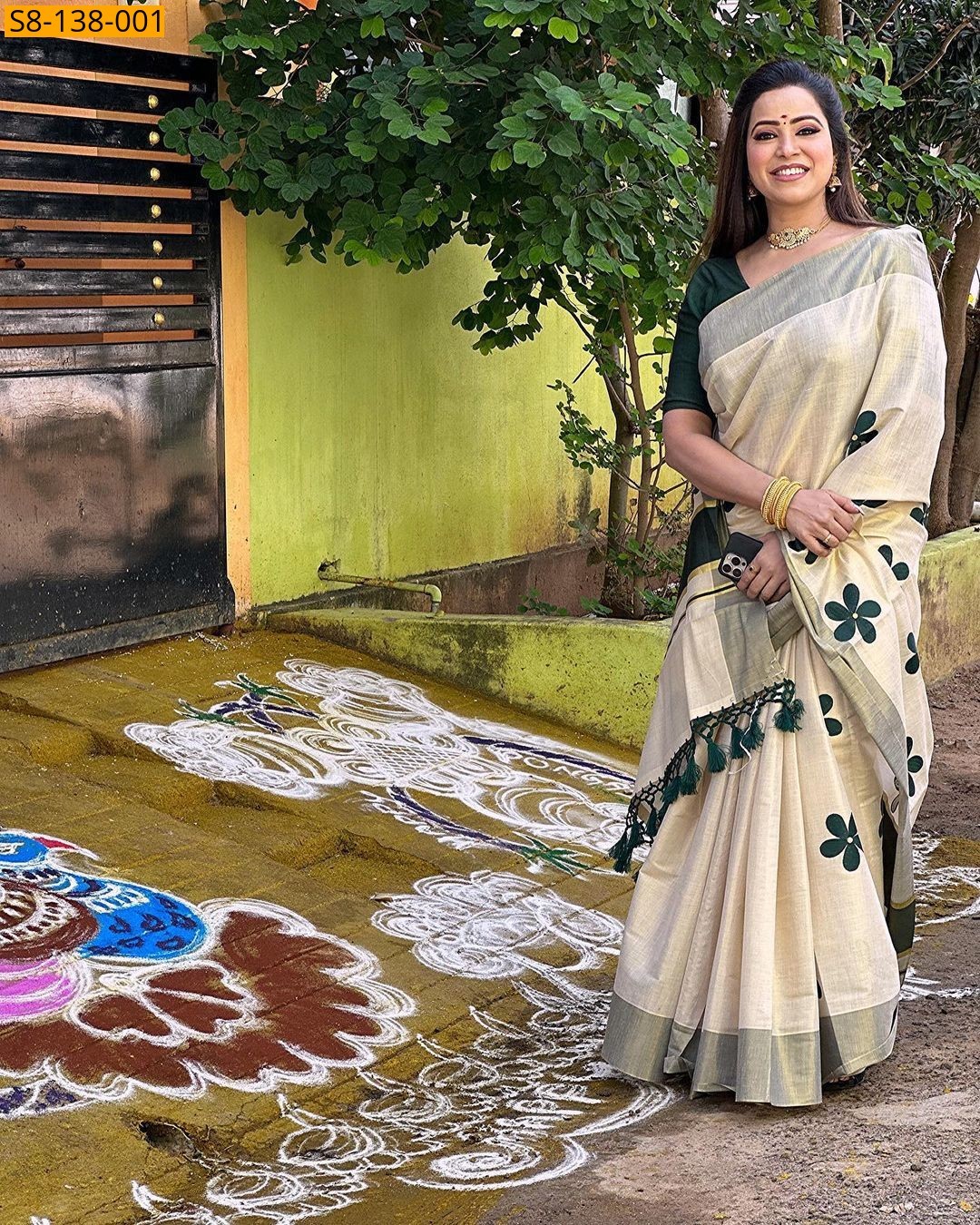 Off White Fancy golden tissue Saree