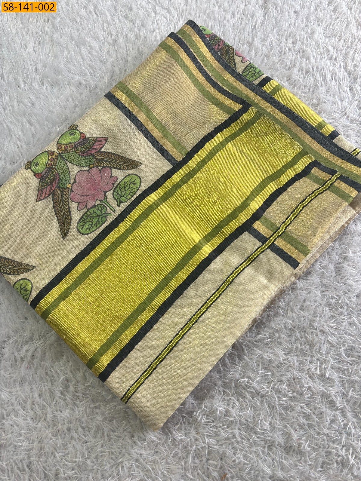 Gold With Black Fancy Tissue saree