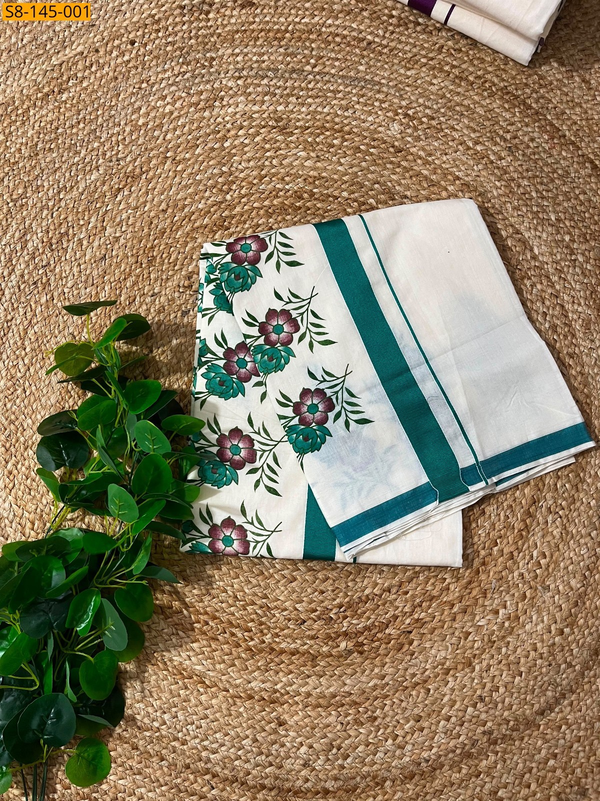White Fancy Floral Cotton sarees