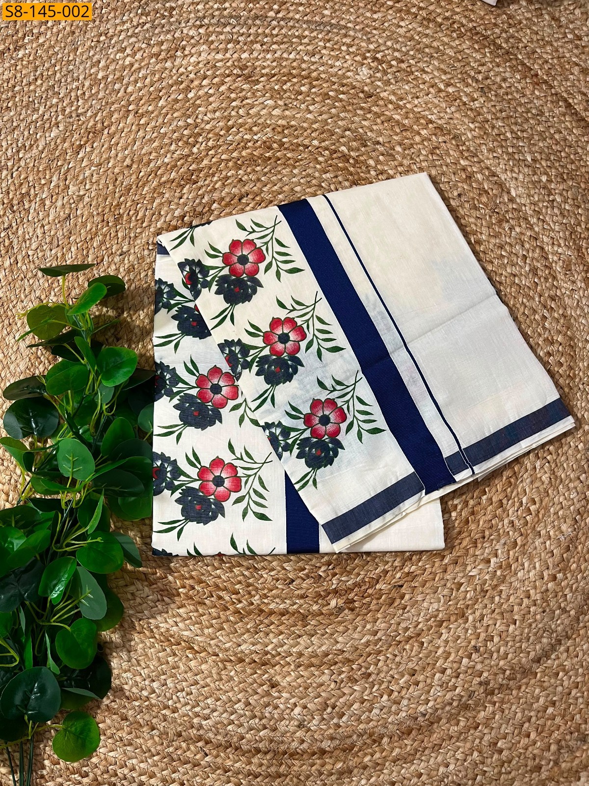 White Fancy Floral Cotton sarees