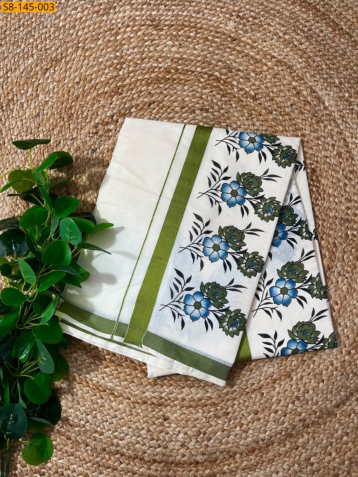 White Fancy Floral Cotton sarees