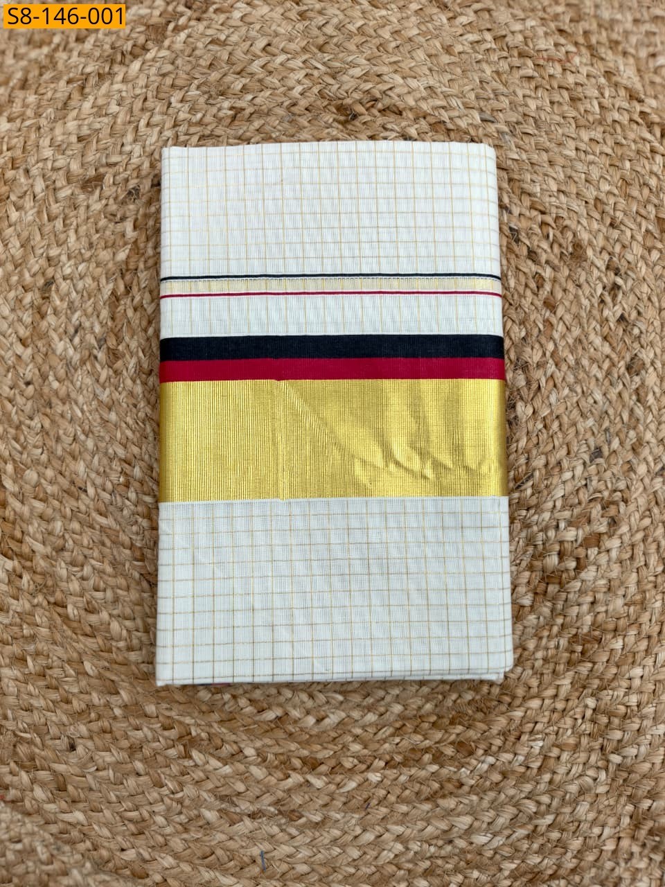 White Fancy Kokilam Check Cotton sarees